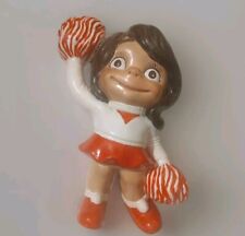 Vintage Atlantic Mold Ceramic Cheerleader Hand-painted 1970s Red/White Uniform  picture