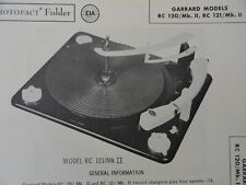 Original Sams Photofact Manual GARRARD RC 120/MK. II, RC 121/MK. II (421) picture