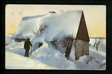 Snow Scene postcard snow hut scene Binghamton, New York NY cancel 1908 picture