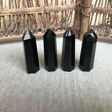 4PCS natural obsidian quartz obelisk crystal wand point healing 65-70mm picture