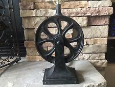 Industrial Table Lamp Heavy Metal Caster Machinery Well Pulley Wheel Charcoal picture