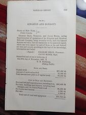 ☆1867 Horse Railroad Report KINGSTON & RONDOUT RR Union Plank Road Co. Ulster NY picture