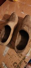 Vintage Wooden Clogs Hand Carved Dutch Holland Wood Shoes picture