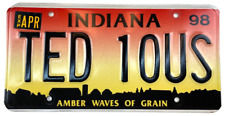 Indiana 1998 Vanity Auto License Plate TED 10US Man Cave Collector Wall Decor picture