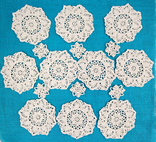 10 Crochet Cream Round Floral Scallop Doilies 5