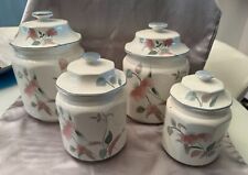 Mikasa Silk Flowers Set of 4 Canisters w/Lids VTG Kitchen Storage Containers  picture
