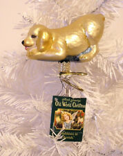 2011 OLD WORLD CHRISTMAS - PLAYFUL PUPPY -BLOWN GLASS CLIP ON ORNAMENT NEW W/TAG picture