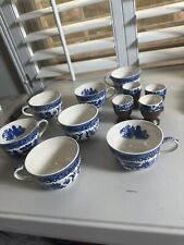 Blue & White Willow Oriental Korean Tea Cups, Made in Japan 11 Pcs picture