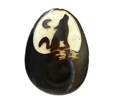Howling Wolf Tagua Nut Bowl Mini Smoking Pipe Handmade Natural Carved Animal Art picture