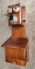 Antique Sioux City Electrical Company Wall Mount Wooden Box Hand Crank Telephone picture