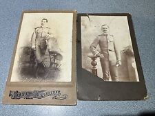 1900'S 2 CDV CABINET CARD Photo officer MILITARY Soldier Dress Uniform mustache picture