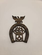 MASONIC BRASS HORSESHOE WITH EAGLE VINTAGE 47th Problem Of Euclid picture