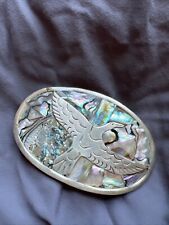 Vintage Alpaca Nickel Silver And Abalone Thunder Bird Belt Buckle Made In México picture