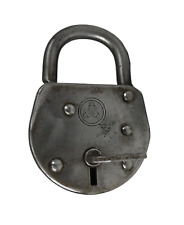IRON ANTIQUE PADLOCK OR LOCK WITH KEY VINTAGE WORKING 100 % picture