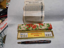Vintage Waterman’s Ideal 3V Fountain Pen 14K Nib BURGANDY Pearl   NICE XMAS  BOX picture