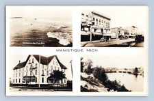 RPPC 1930'S. MANISTIQUE, MICHIGAN. MULTI VIEWS, OSSAWINAMAKEE H. POSTCARD. HH18 picture