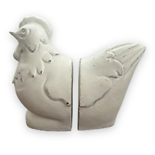Farmhouse Cast Metal Chicken Hen Bookends Door Stop Country Farm House Heavy picture