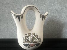 Vintage Santa Clara Polychrome Pottery Wedding Vase by Minnie Vigil  3 X 2.5 picture