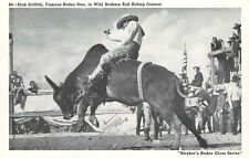 Stryker's Rodeo Gloss Series Postcard 24 Dick Griffith Wild Bull Riding Contest picture
