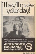 1981 WEWS CLEVELAND TV AD ~ FRED GRIFFITH & WILMA SMITH host AFTERNOON EXCHANGE picture