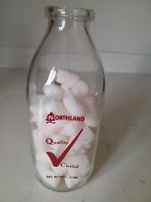 Vintage 1950s Northland Quality Chekd Dairy Red Paint Qt Milk Bottle Iowa  picture