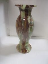 Vintage Green Brown Red Onyx Urn Planter Vase 14.5