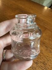 Antique Diamond Milwaukee Co. Ink Round Clear Glass Bottle 2.5” Tall 1.5 OZ. picture