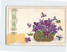 Postcard Purple Flowers on a Vase Embossed Card picture