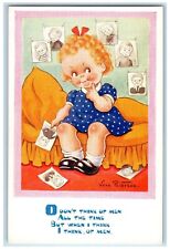Vera Paterson Artist Signed Postcard Comic Little Girl Don't Think Of Men picture