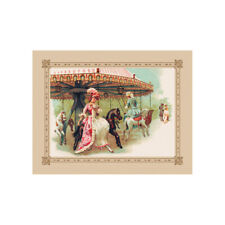 Victorian Carousel Horse Lady New Antique Image Postcard picture