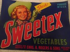 Wholesale Lot of 50 Old Vintage - 50 SWEETEX VEGTABLE CRATE LABELS picture