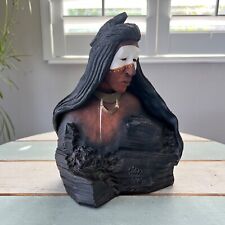 Jim Jackson Clay Sculpture Native American Indian Warrior Signed Pottery picture