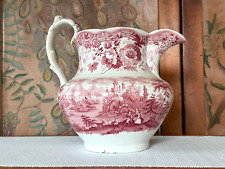 Antique Staffordshire William Ridgway Tyrolean Red & White Transferware Pitcher picture
