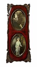 Vintage Mahogany Plastic Picture Frame With 2 Vintage Photos Included picture