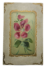 Vintage F.A. Co. Raised Cloth Center Floral Post Card Flowers Greenery Unposted picture