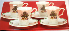 Demitasse Cup & Saucer Christmastime Nikko Set of 4 New In Box Made in Japan picture