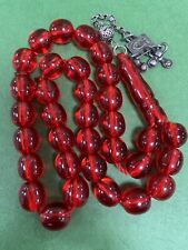 Antique Miscky Zaphrani Deep Red Amber Bakelite islamic  prayer 33 bead 55g  R picture