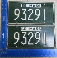 Massachusetts LIcense Plate 1966 Pair Set Tag 66 Mass Ma 93291 picture