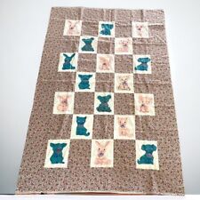 Vintage Appliqued Quilt Topper 40x62 inches Animals Cat Elephant Puppy Bears picture