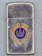 Vintage 1973 US Air Force In Europe Chrome Slim Zippo Lighter picture