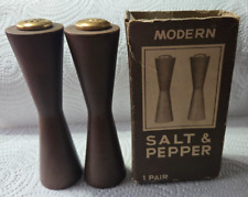 Vintage MCM Taper Wood Salt Pepper Shakers Mid Century Modern 4 1/2