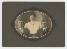 Antique Circa 1900s Cabinet Card Lovely Portrait of Two Men and Woman Lyons, IA picture