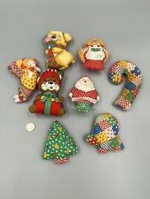 Lot Of 8 Vintage Christmas Fabric Cloth Stuffed Ornaments picture