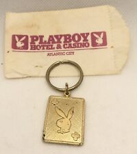 Vtg ‘81 Playboy Hotel Casino 3 of Clubs Bunny Head Logo Atlantic City Key Ring picture