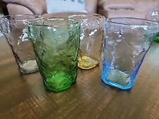 Vintage Crinkle Glass 8 oz Tumbler, Set of 4, Mixed Colors, Morgantown Driftwood picture