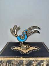 Brass turquoise Toucan  Bird Figurine mcm 4x5,5” picture