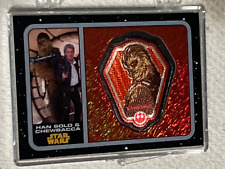 Topps Force Awakens  #P-23 Refractor Patch Card Han Solo & Chewbacca 075/199 picture