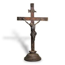 Large 17th / 18thC Carved Wood Crucifix Cross Corpus Christi Memento Mori 36