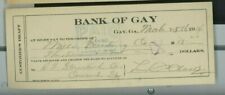 1914 R.F Strickland Co. Bank Of Gay GA Check to Mills Printing Co. $13.20  40 picture