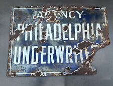 Antique Agency Philadelphia Underwriters Porcelain Insurance Advertising Sign picture